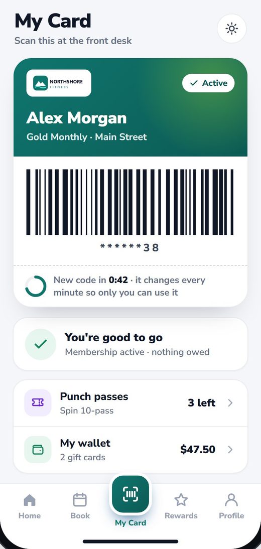 The member card in the app